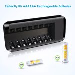 AA AAA Battery Charger 8-Slot Household Battery Charger with Individual Bays and LED Indicators for NiMH/NiCd Rechargeable Batteries - Image 2